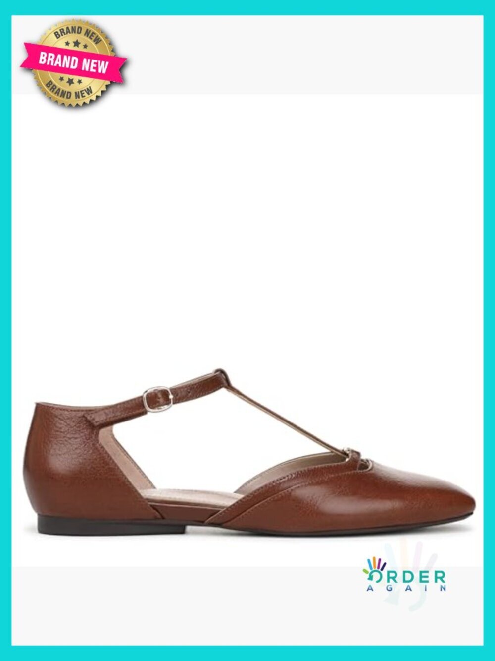 Classic Mary Jane Flat with T-Strap Twist Square Toe Block Heel Comfort - Picture 6 of 7